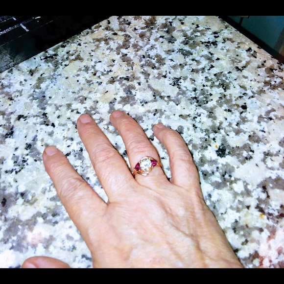 COPY - Moissanite and rhodolite 10k rose gold ring - Picture 6 of 11